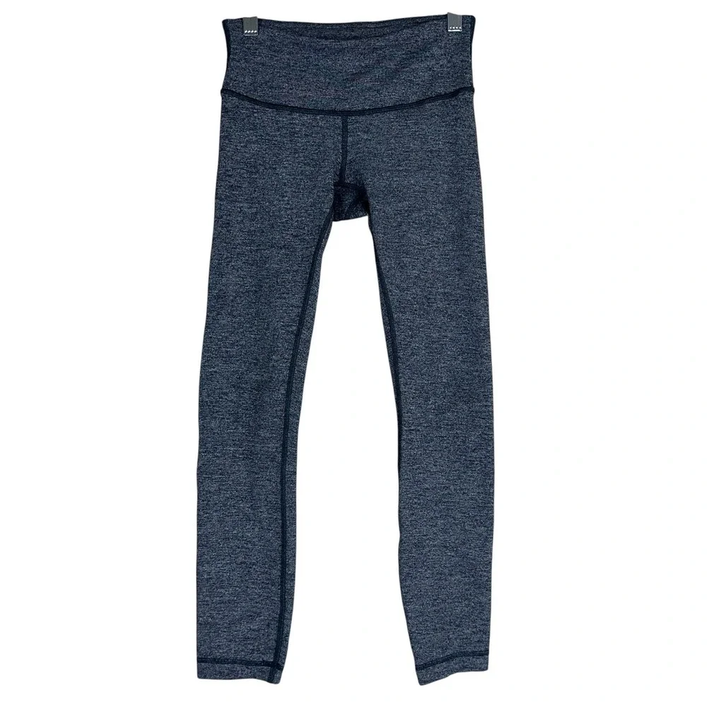 Lululemon Wunder Under Space Dye Heathered Leggings Gray Athleisure Size 2